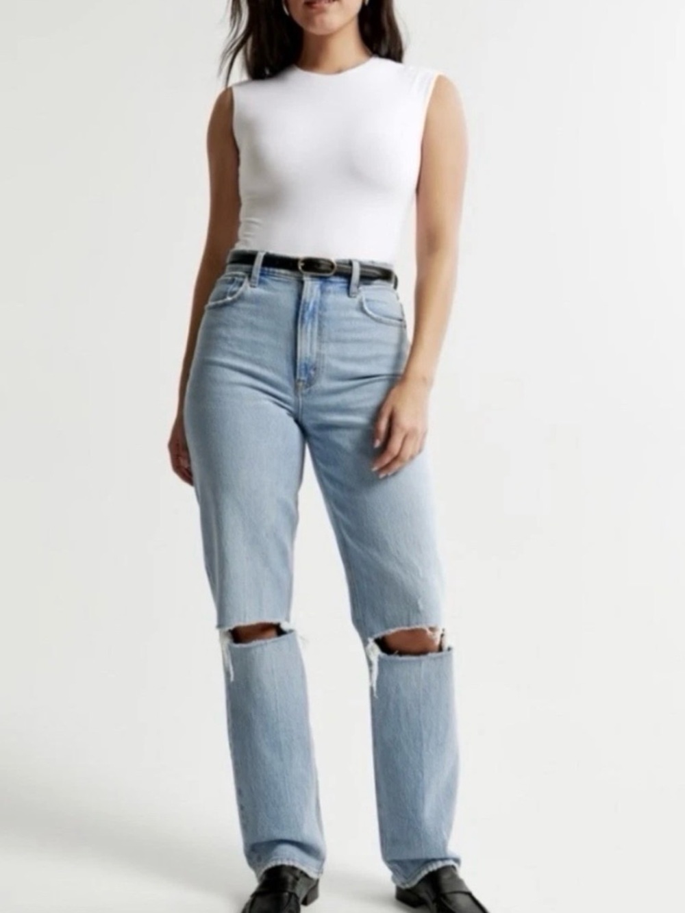 Abercrombie & Fitch 90’s Straight Ultra High Rise Curve Love Light Jeans 34 NWT